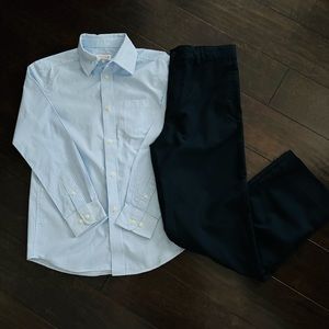 Cat & Jack Boys Plaid Shirt Medium & Navy Dress Pants 12